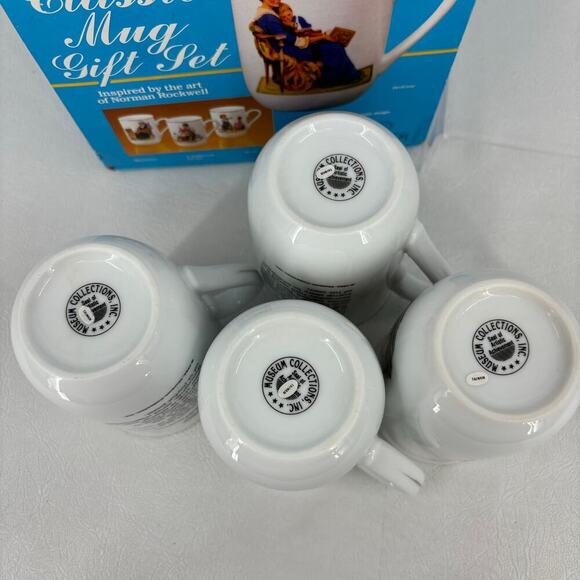 Norman Rockwell Mug Gift Set Vintage 1986 Museum Collections 24 K Gold Trim Cups - Picture 8 of 12